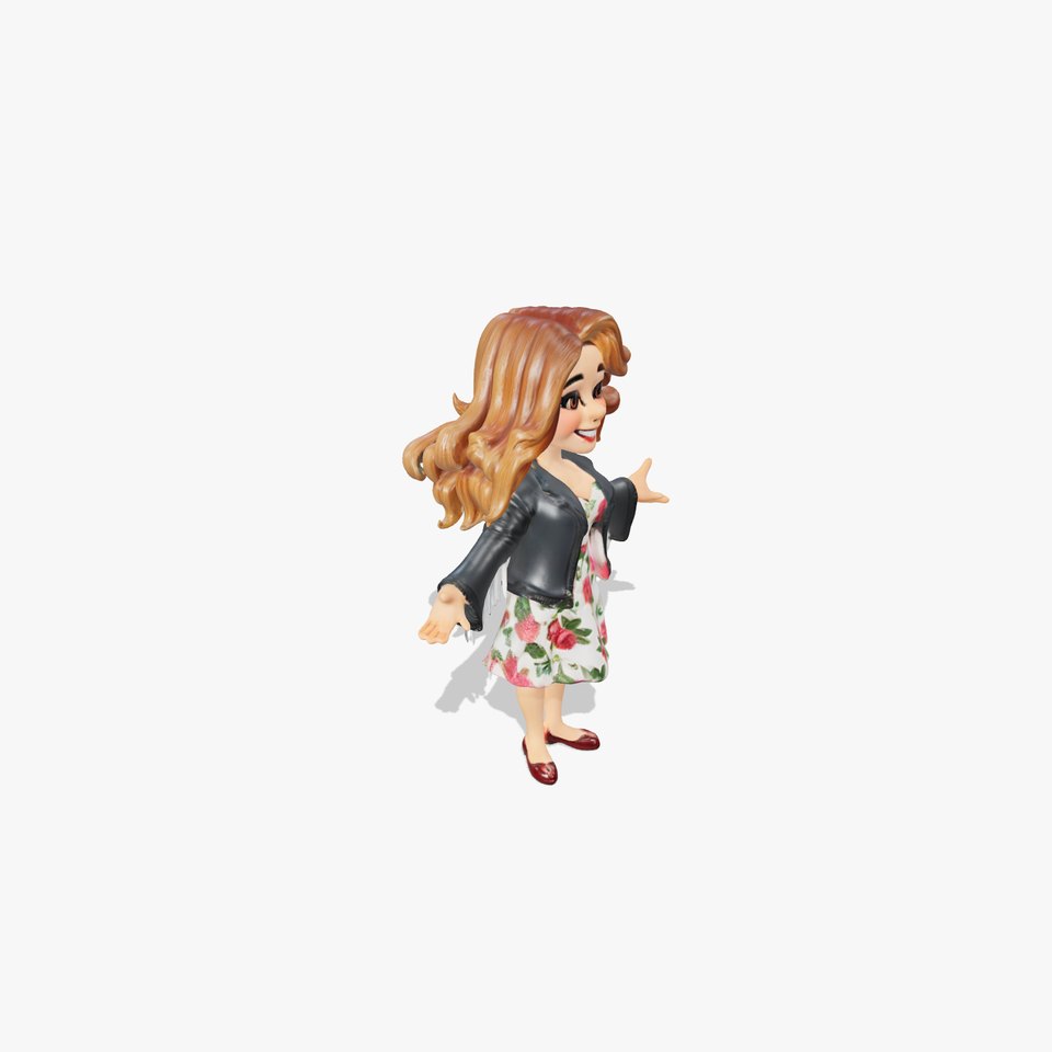 Animated Rigged Character Model  Floral Dress Girl with Jacket